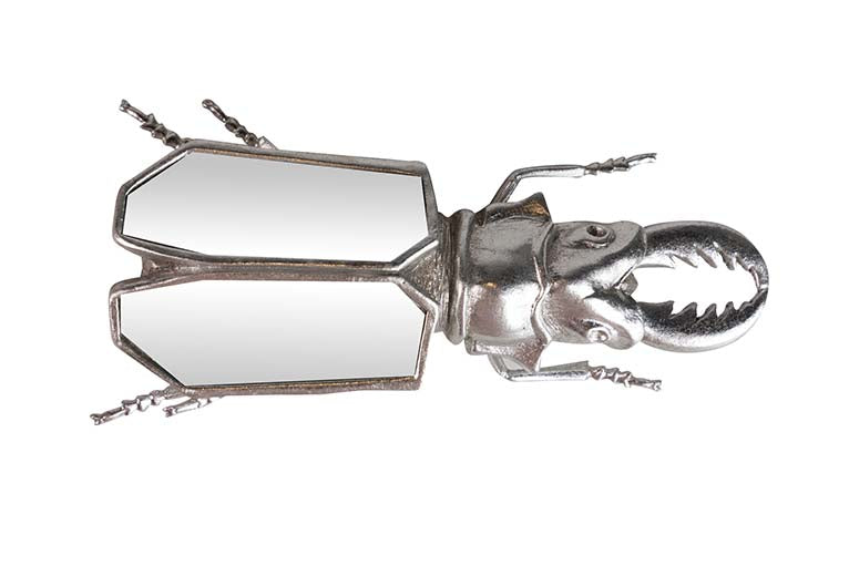Figura Specchio d'argento in resina di scarabeo 20x12x8cm