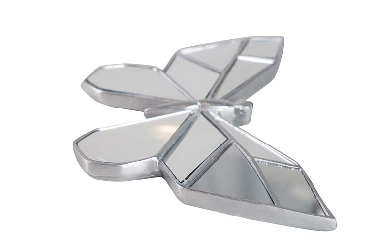 Farfalla a specchio d'argento Figura 27x16x2 cm