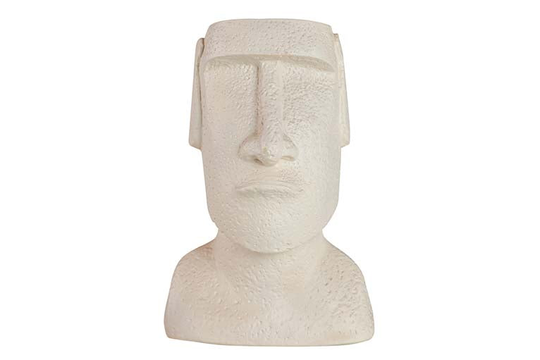 Figure Moai Cement Blanco 17x11x26 cm