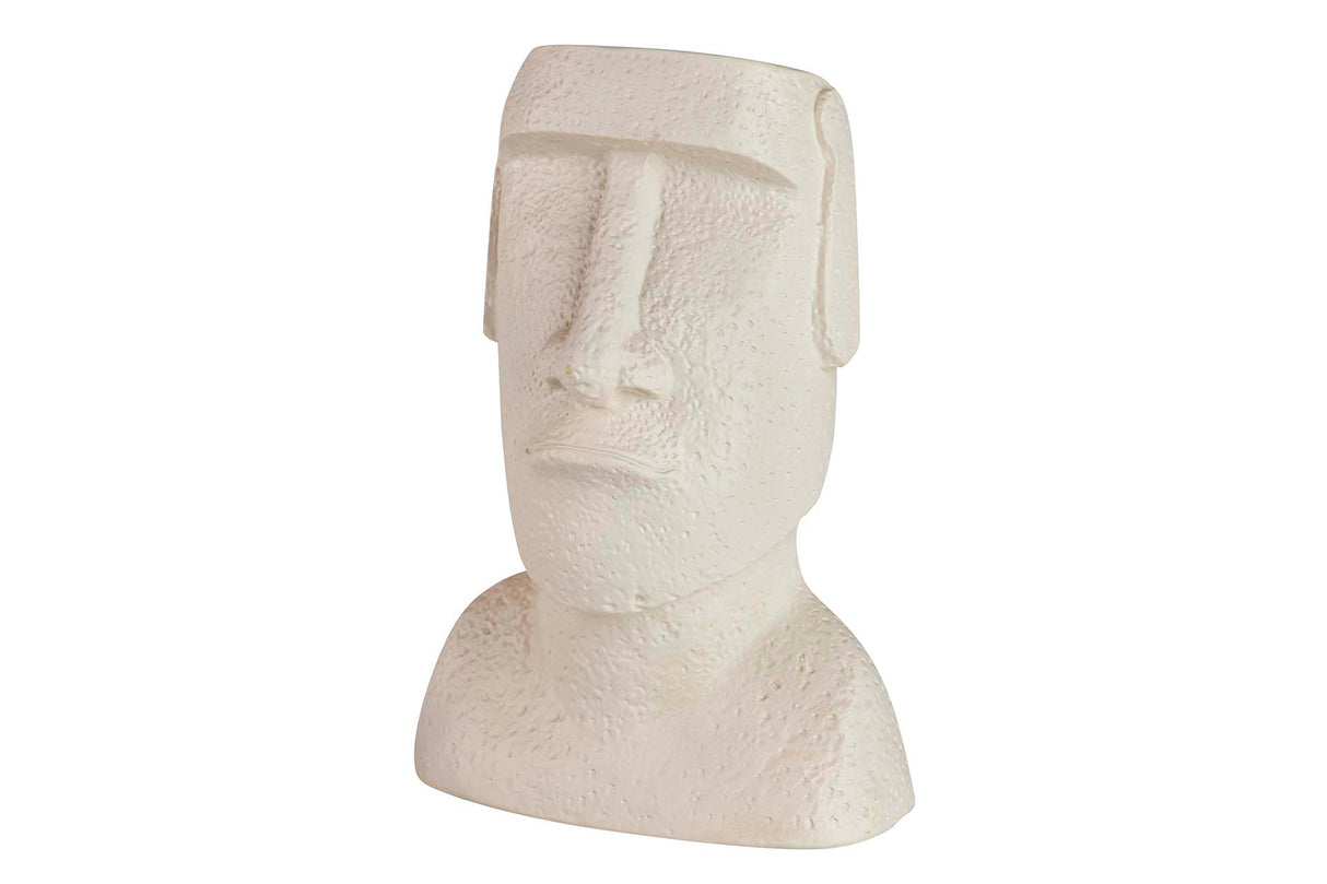 Figure Moai Cement Blanco 17x11x26 cm