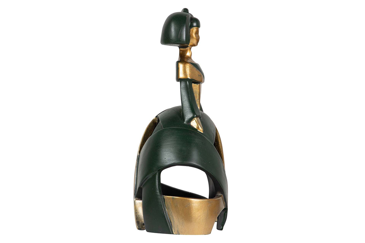 FIGURA MENINA RESINA DORADA NEGRA 16x10x24 CM