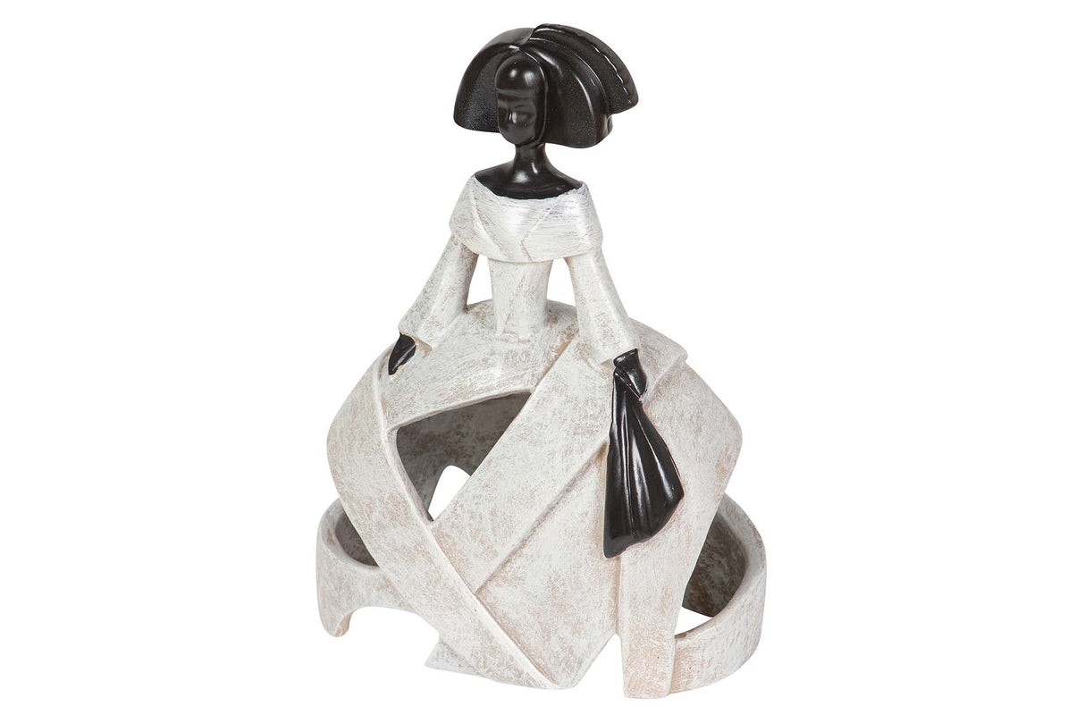 FIGURA MENINA RESINA BEIGE 16x10x24 CM