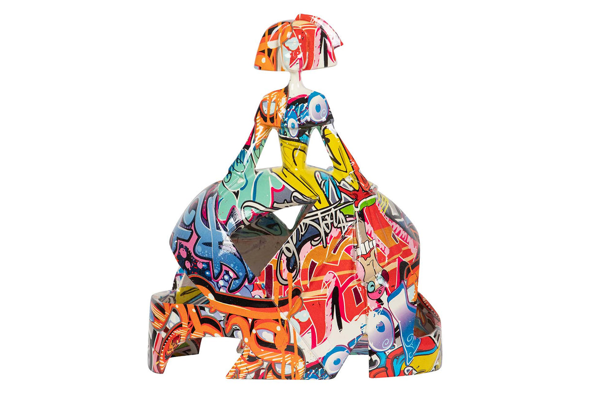 FIGURA MENINA RESINA AZUL 24x15x30 CM