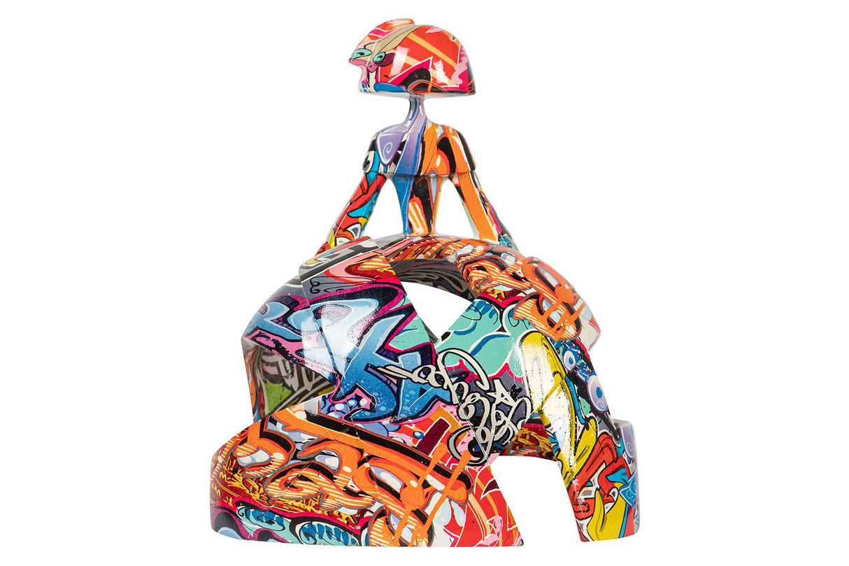 FIGURA MENINA RESINA AZUL 24x15x30 CM