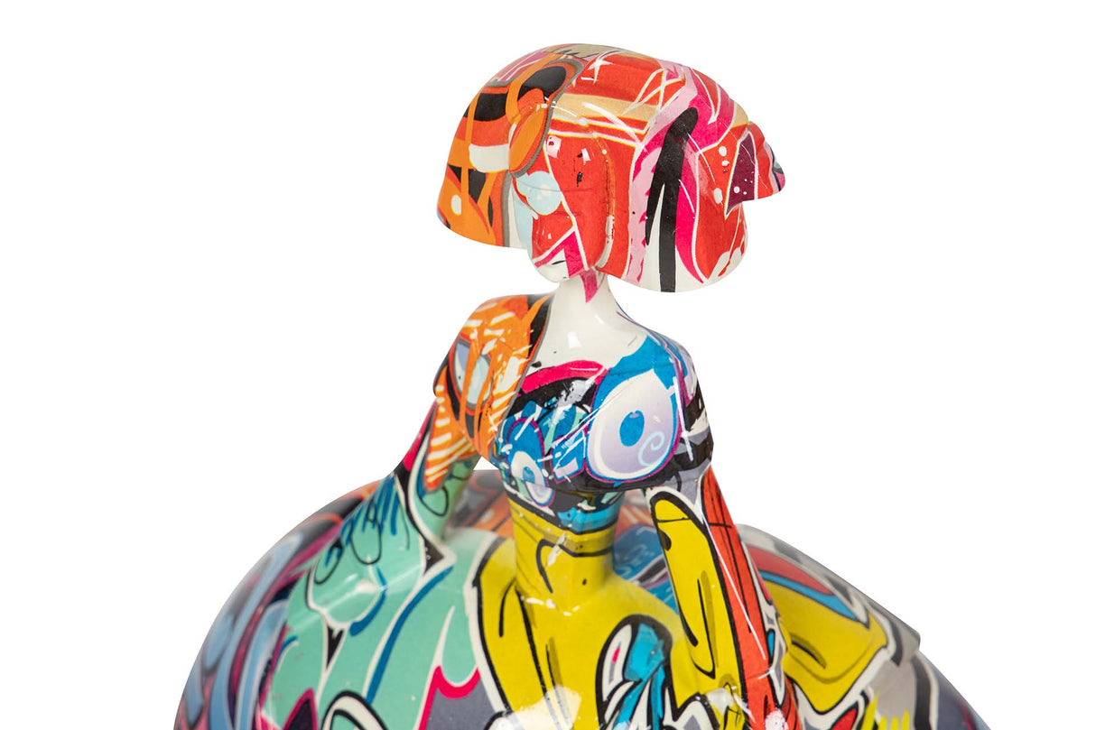 FIGURA MENINA RESINA AZUL 24x15x30 CM