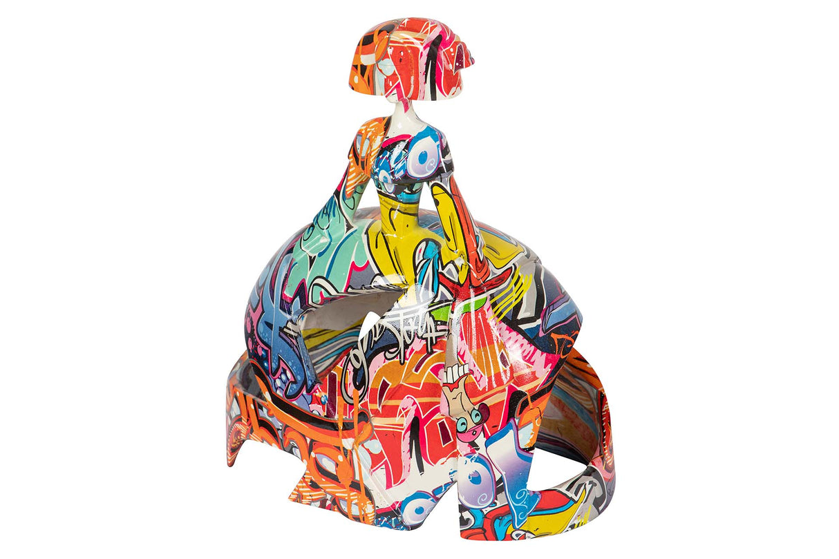 FIGURA MENINA RESINA AZUL 24x15x30 CM