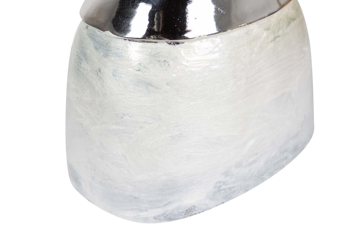 FIGURA MENINA RESINA PLATEADA 17x12x24 CM