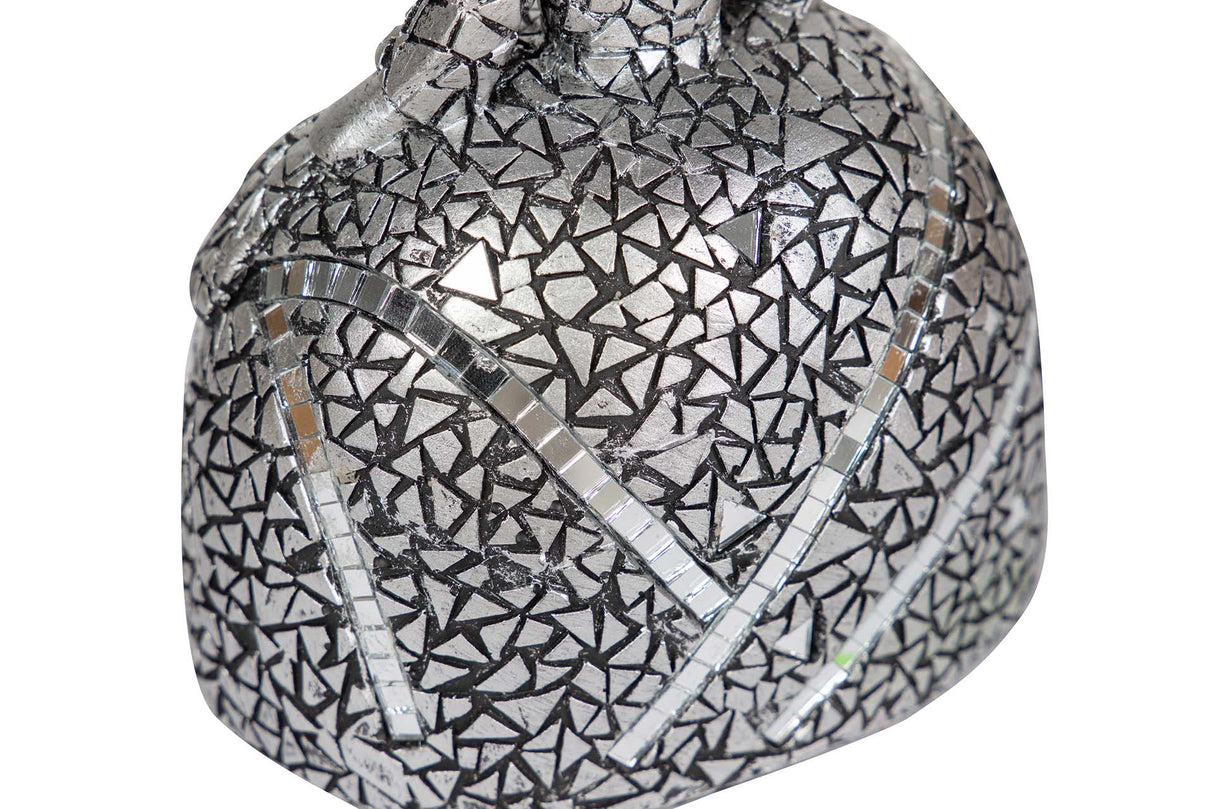 FIGURA MENINA RESINA PLATEADA 13x10x17 CM