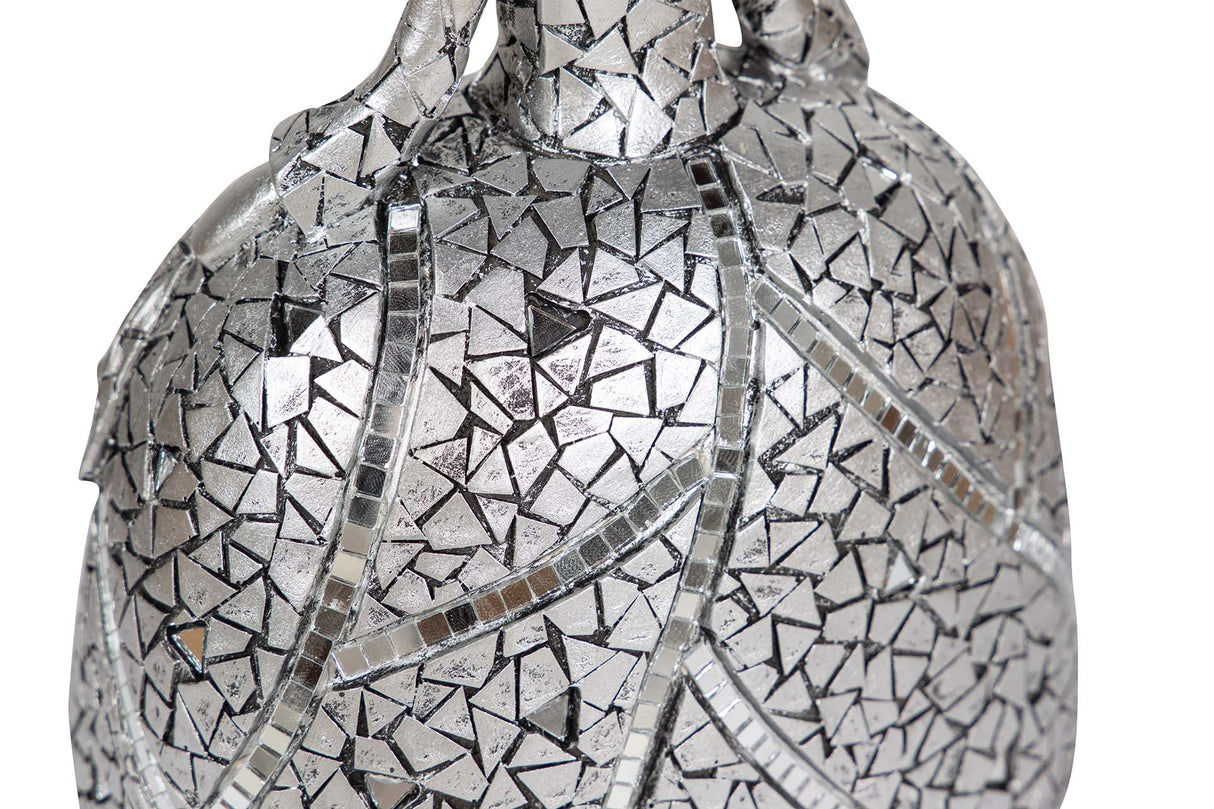 FIGURA MENINA RESINA PLATEADA 18x13x24 CM