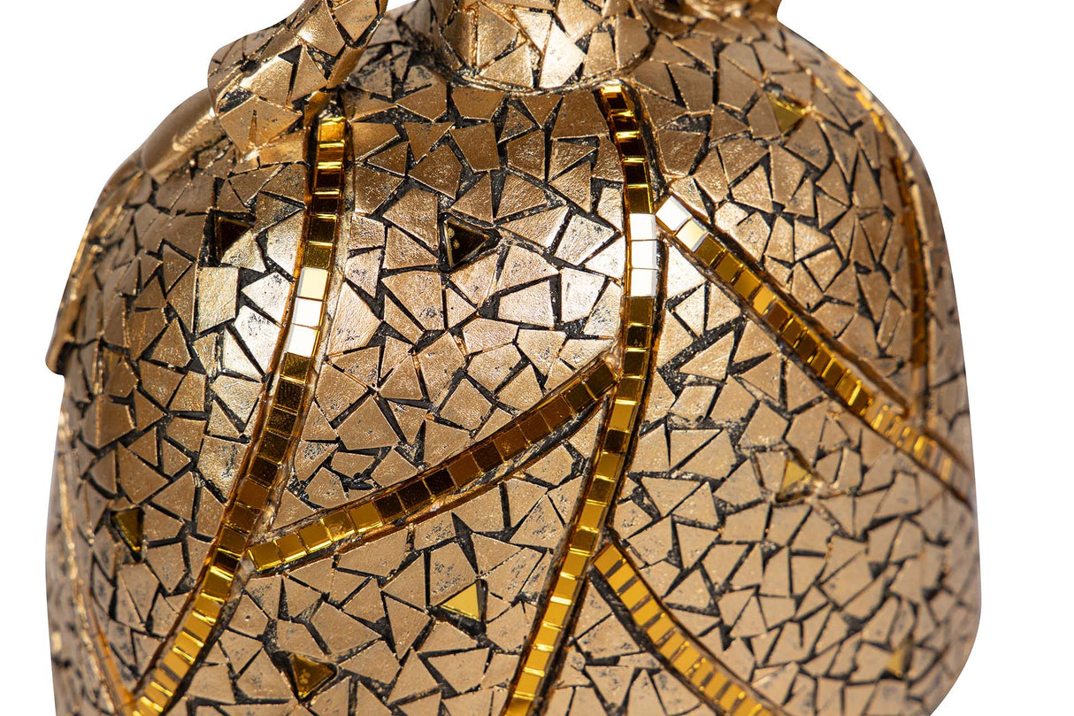 FIGURA MENINA RESINA DORADA 18x13x24 CM