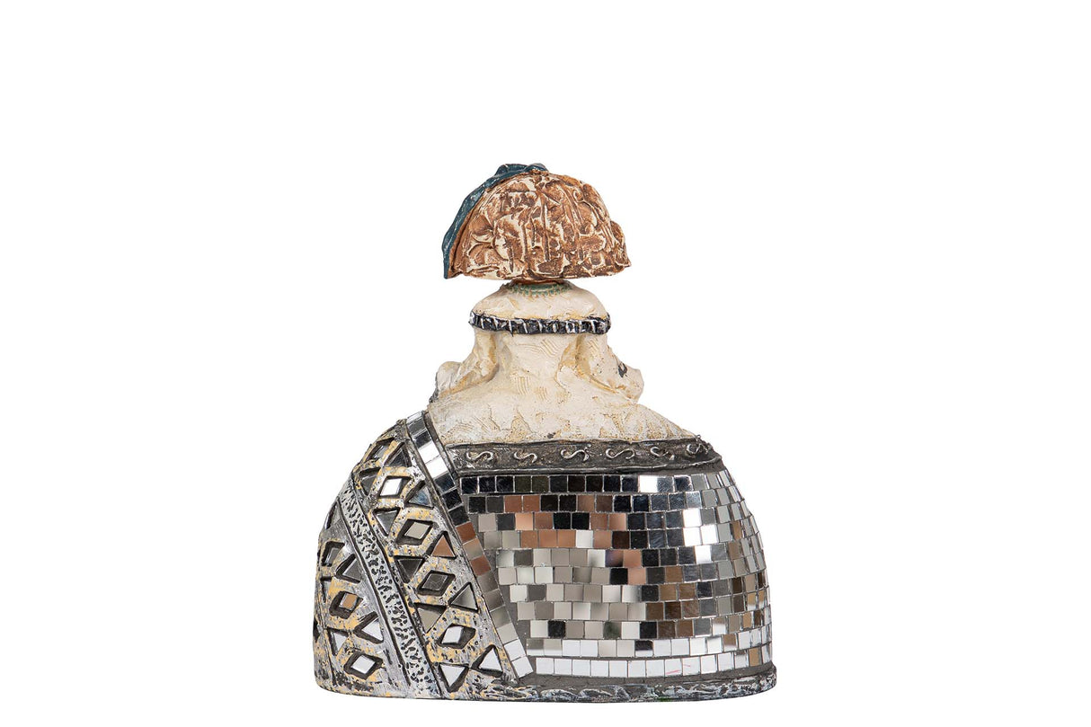 FIGURA MENINA RESINA DORADA 14x6x16 CM