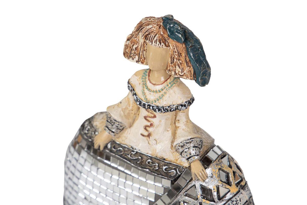 FIGURA MENINA RESINA DORADA 14x6x16 CM