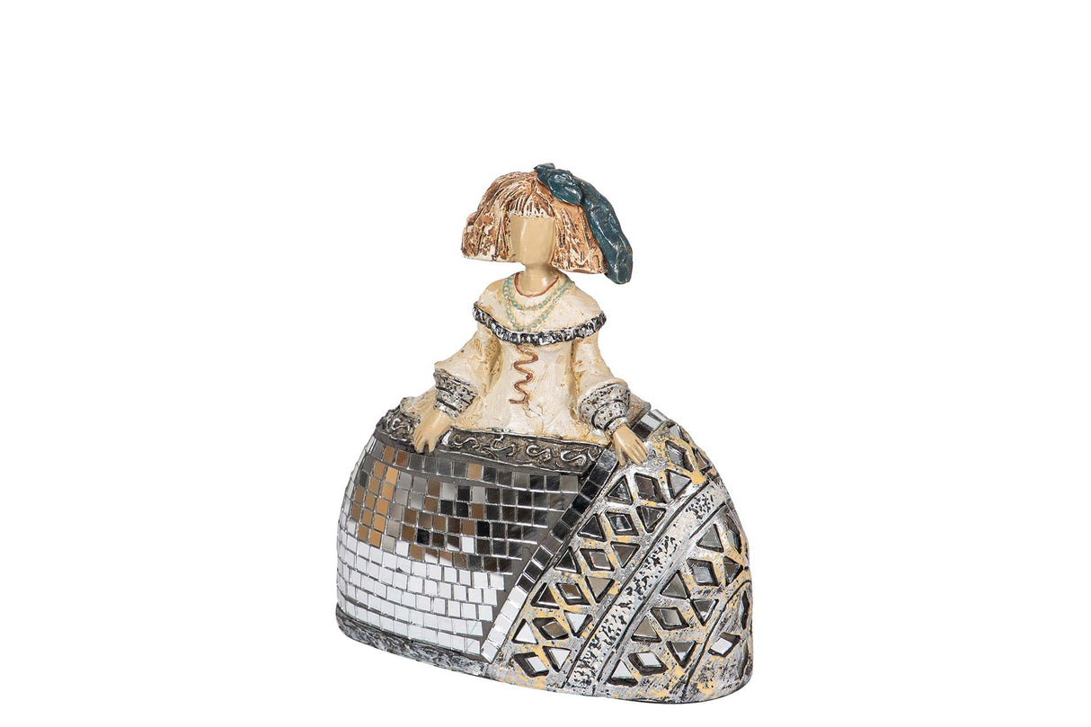 FIGURA MENINA RESINA DORADA 14x6x16 CM