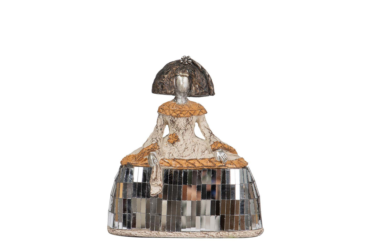 FIGURA MENINA RESINA ESPEJOS 14x6x16 CM