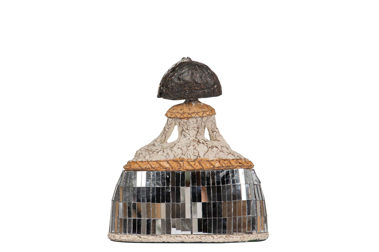 FIGURA MENINA RESINA ESPEJOS 14x6x16 CM