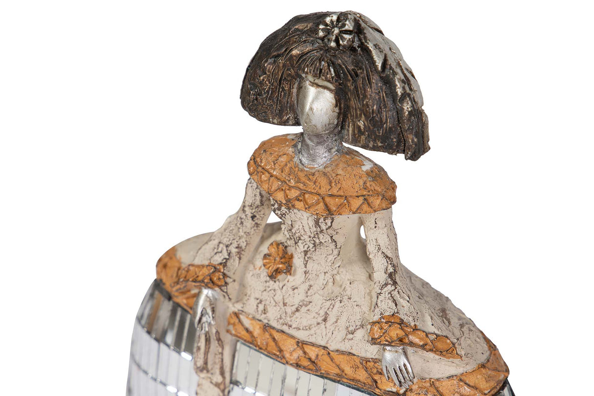 FIGURA MENINA RESINA ESPEJOS 14x6x16 CM