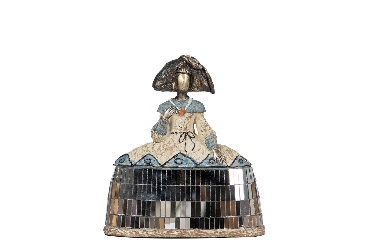 FIGURA MENINA RESINA ESPEJOS 14x6x16 CM