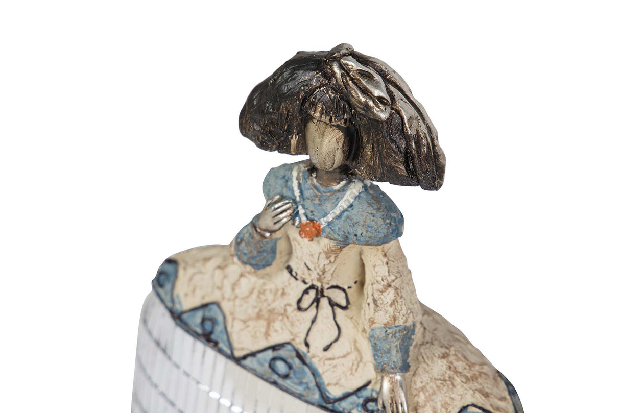 FIGURA MENINA RESINA ESPEJOS 14x6x16 CM