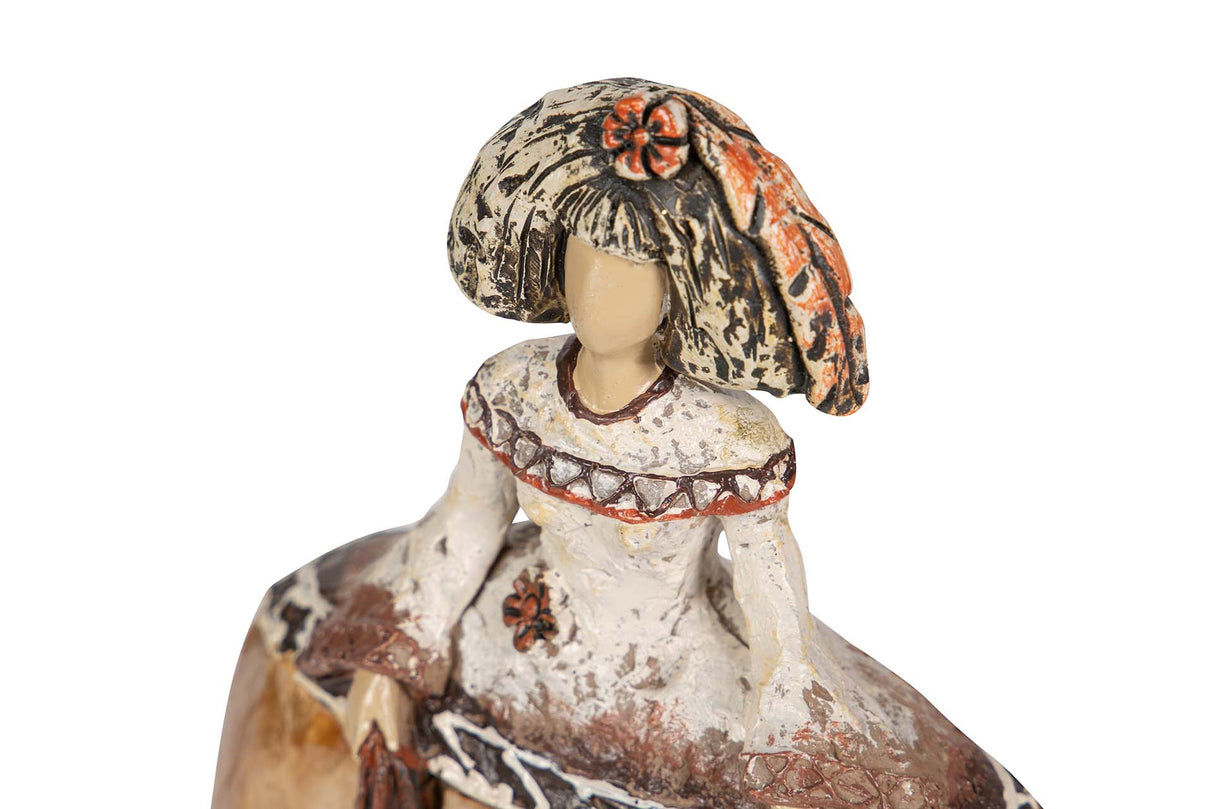 FIGURA MENINA RESINA DORADA 14x6x16 CM