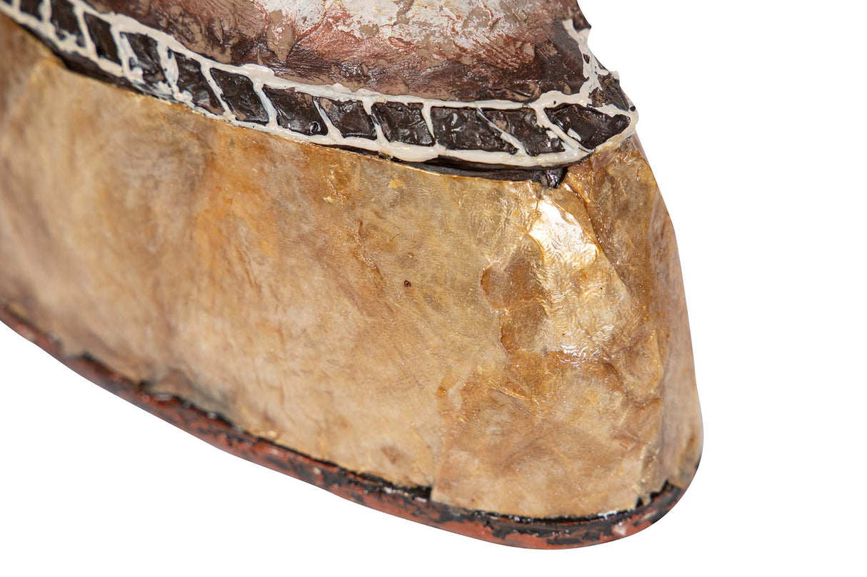 FIGURA MENINA RESINA DORADA 14x6x16 CM