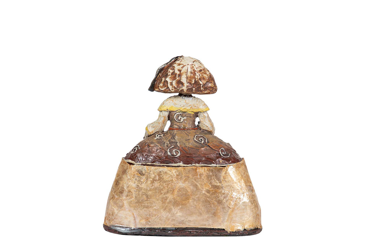 FIGURA MENINA RESINA DORADA 14x6x16 CM