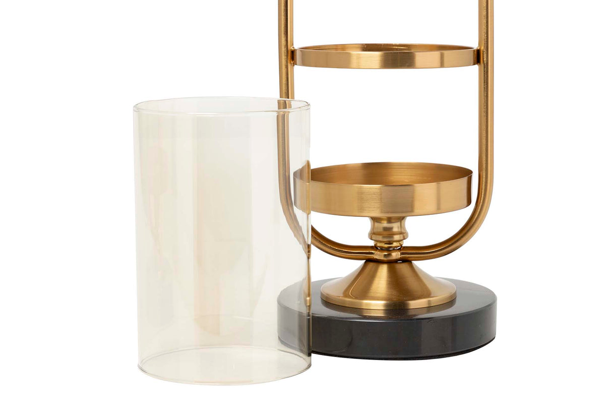 Porta de metal de cristal preto dourado 13x13x42 cm