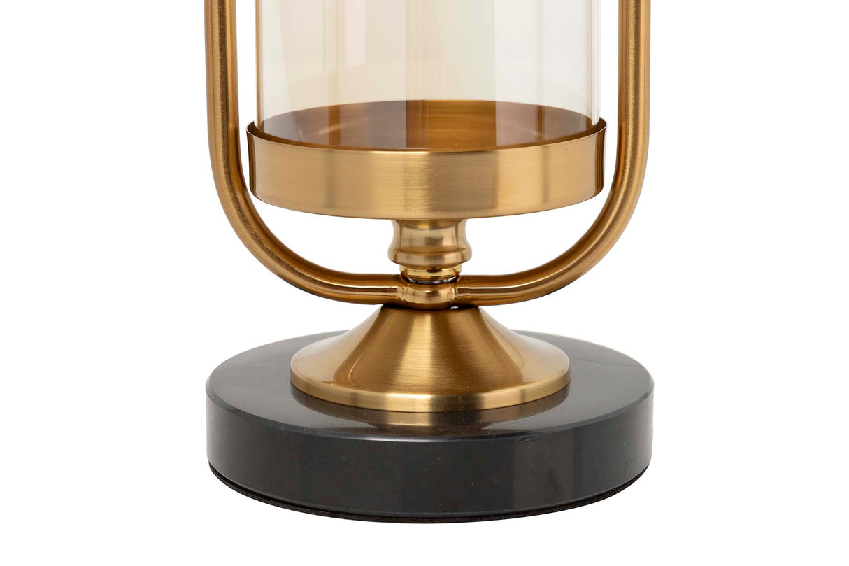 Porta de metal de cristal preto dourado 13x13x42 cm