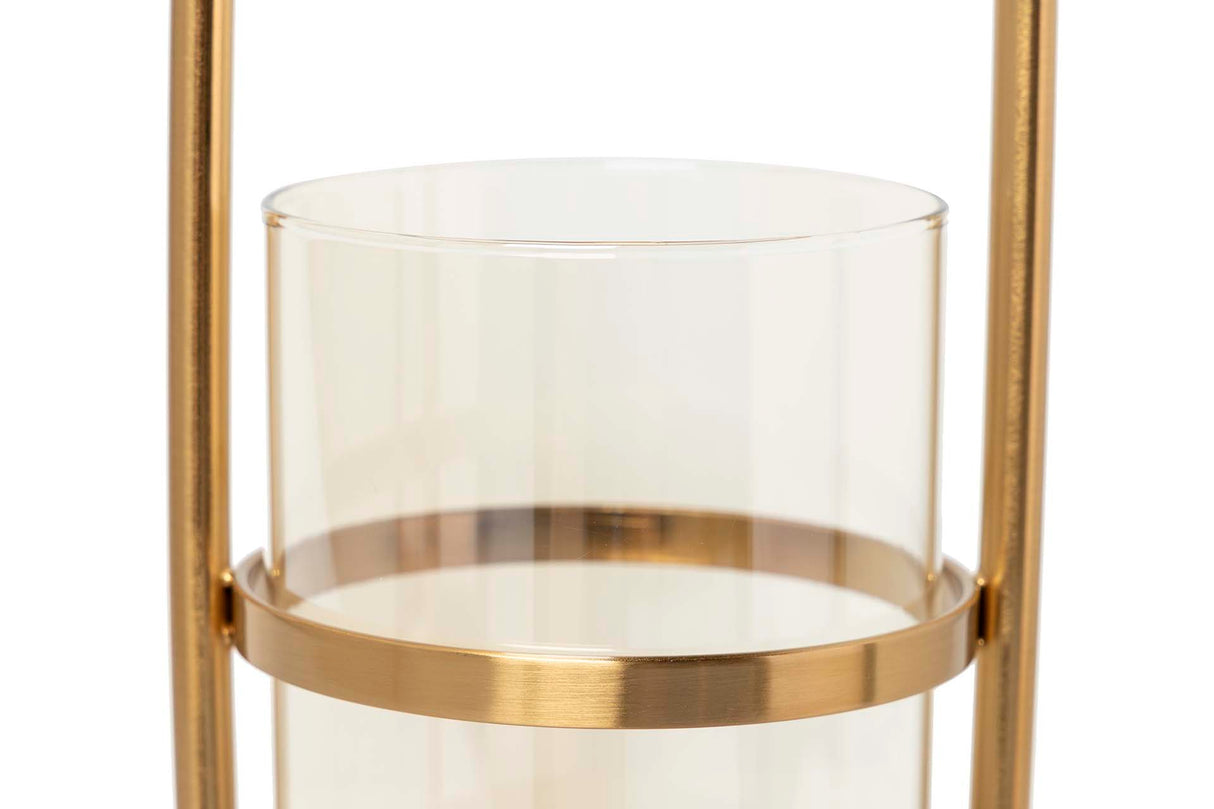 Porta de metal de cristal preto dourado 13x13x42 cm