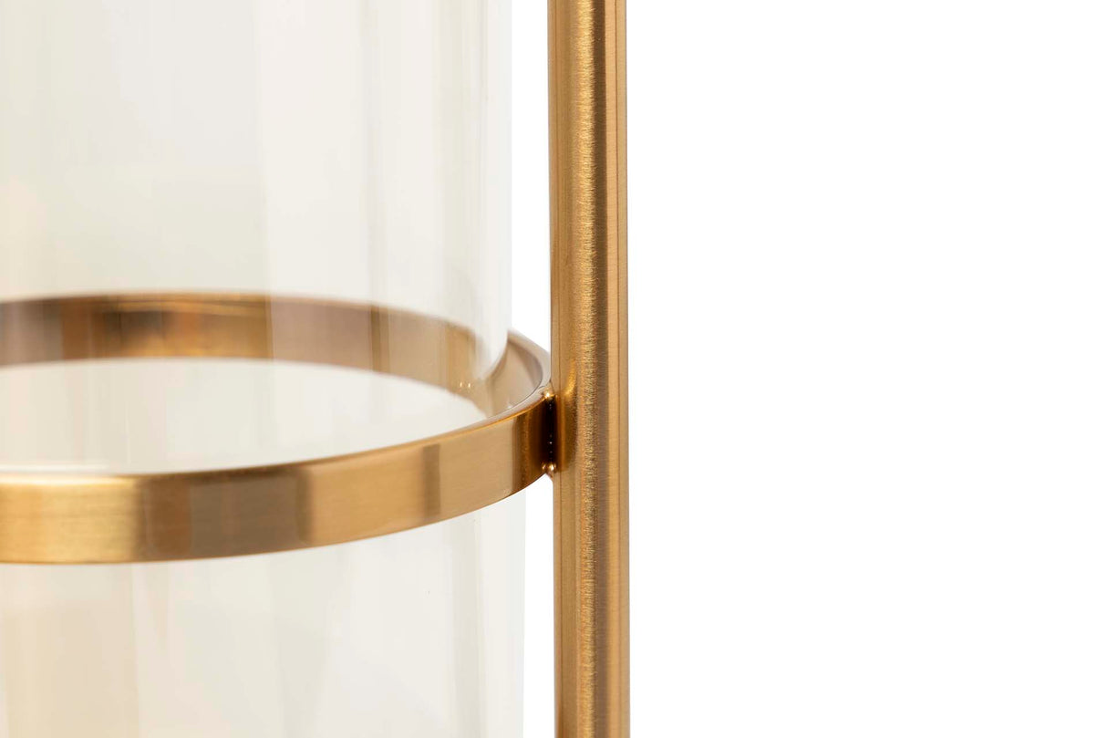 Porta de metal de cristal preto dourado 13x13x42 cm