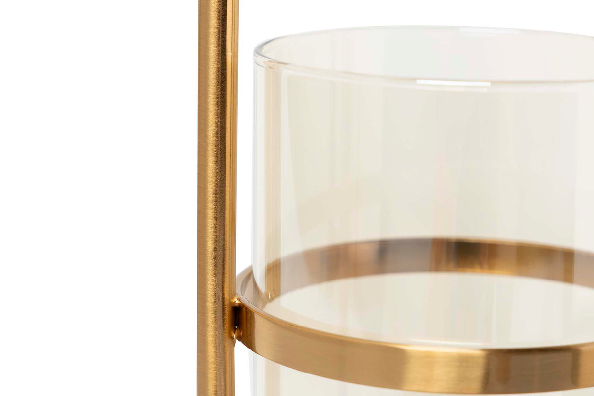 Porta de metal de cristal preto dourado 13x13x42 cm