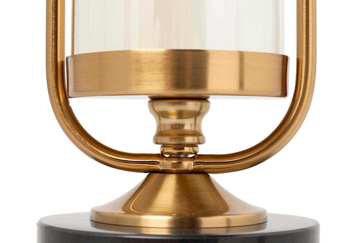 Porta de metal de cristal preto dourado 13x13x42 cm