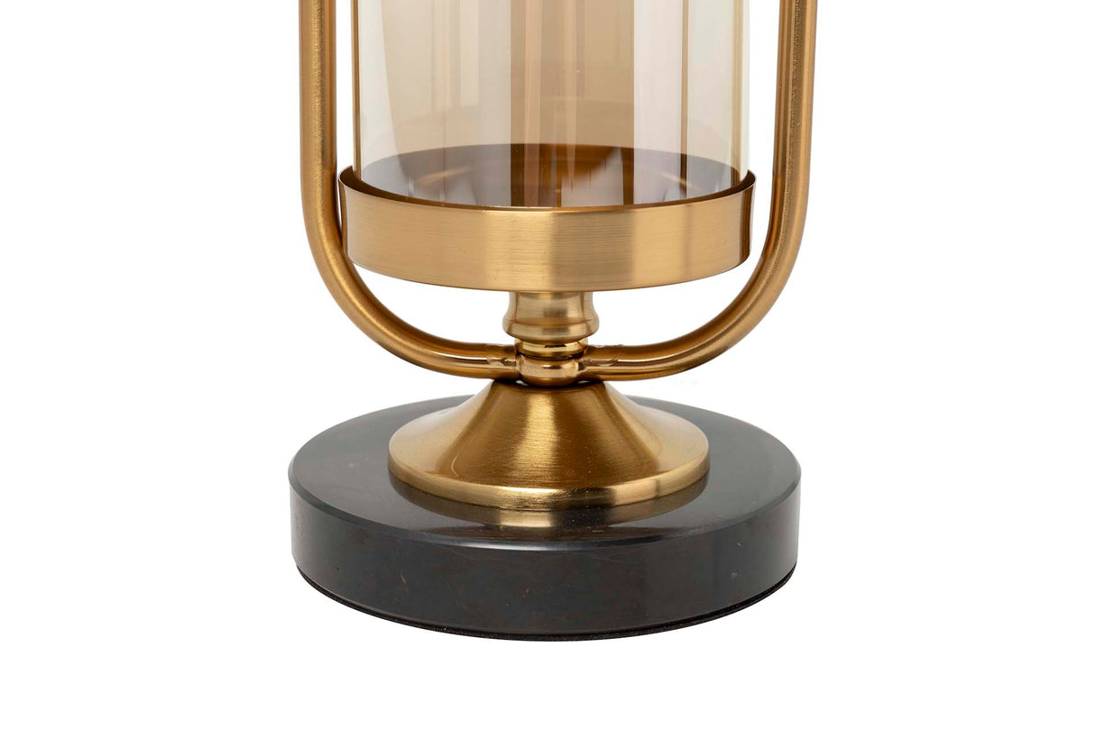 Porta de metal de cristal preto dourado 13x13x55 cm