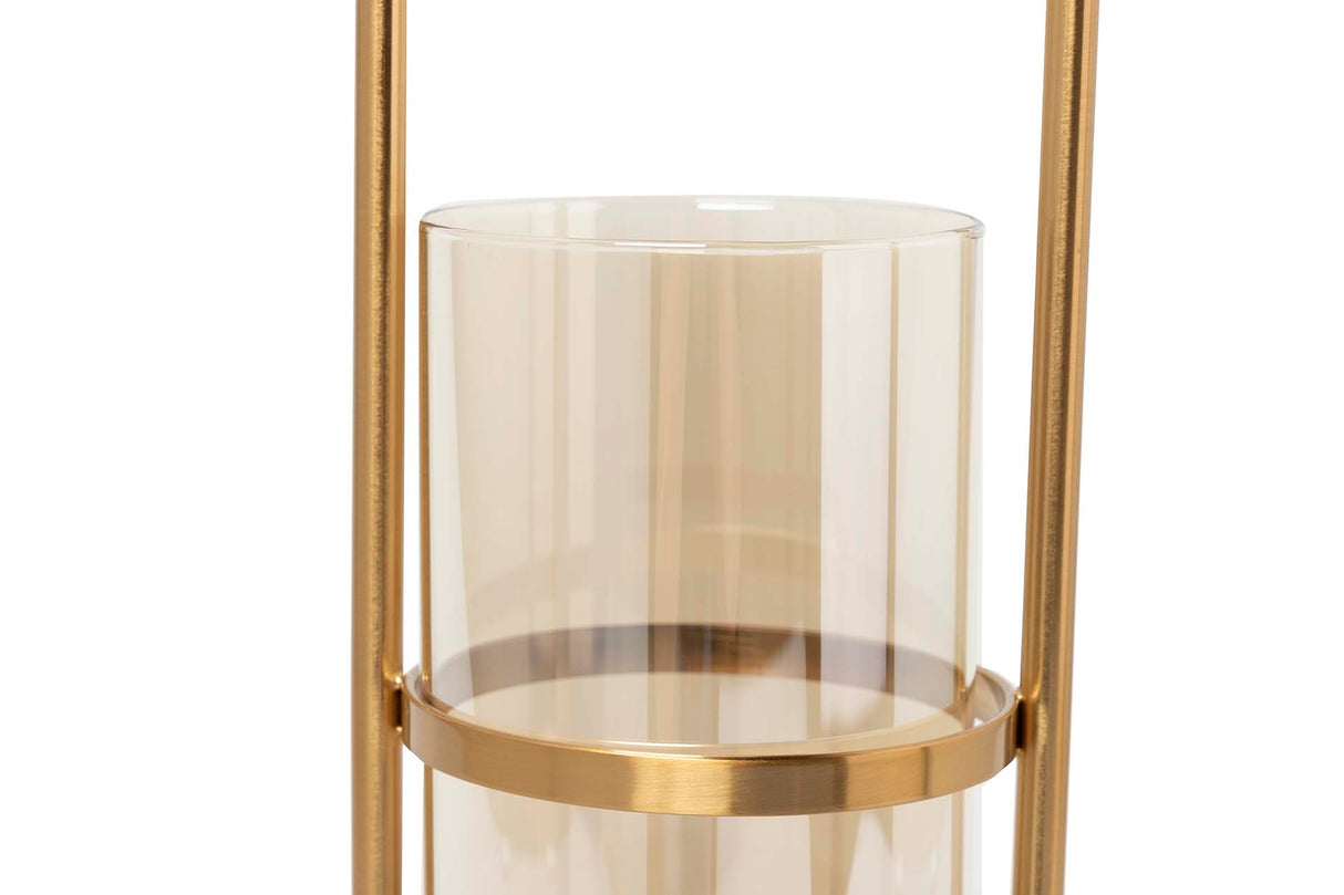 Porta de metal de cristal preto dourado 13x13x55 cm