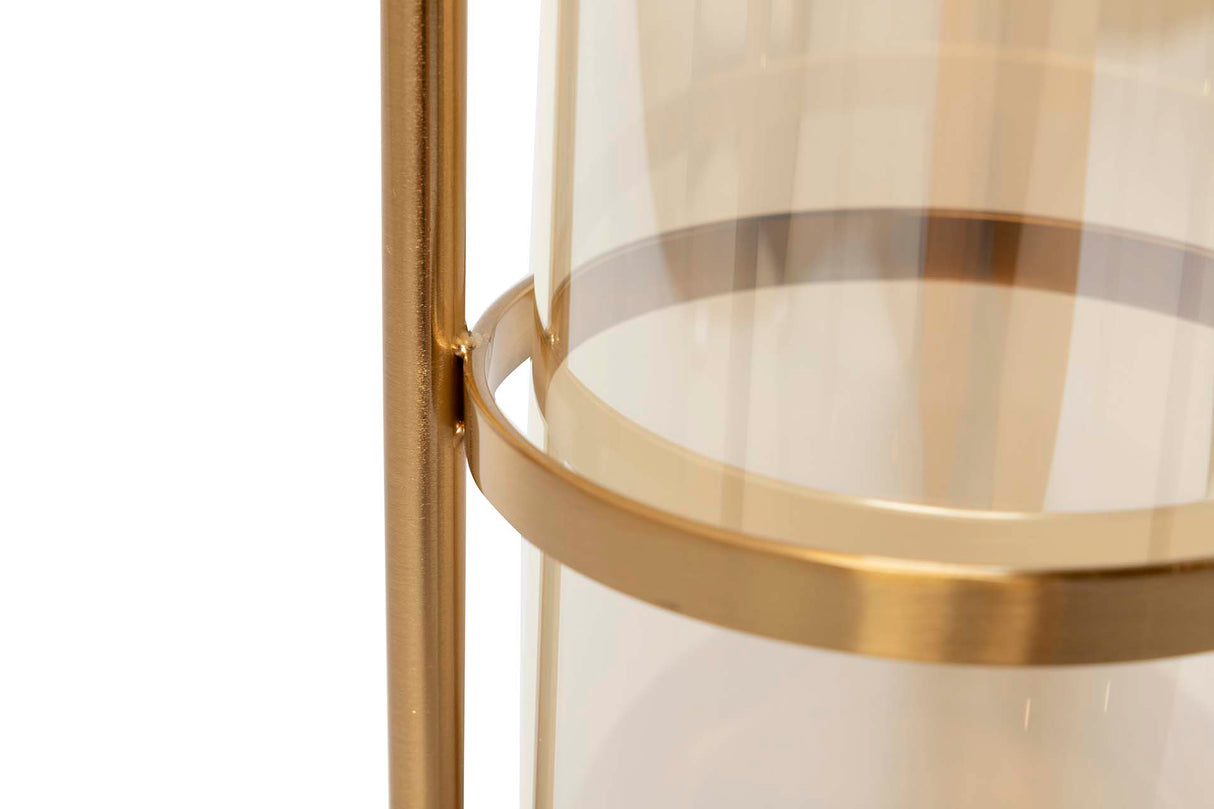 Porta de metal de cristal preto dourado 13x13x55 cm