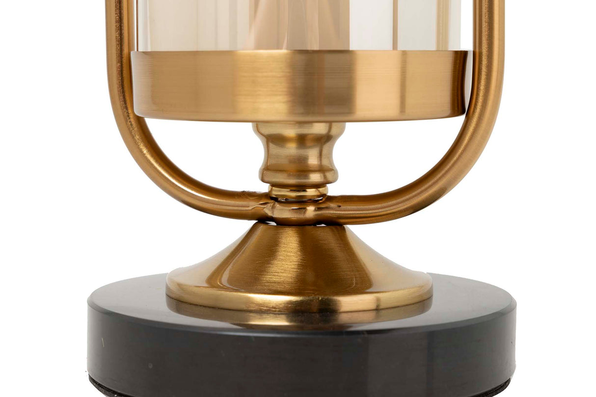 Porta de metal de cristal preto dourado 13x13x55 cm