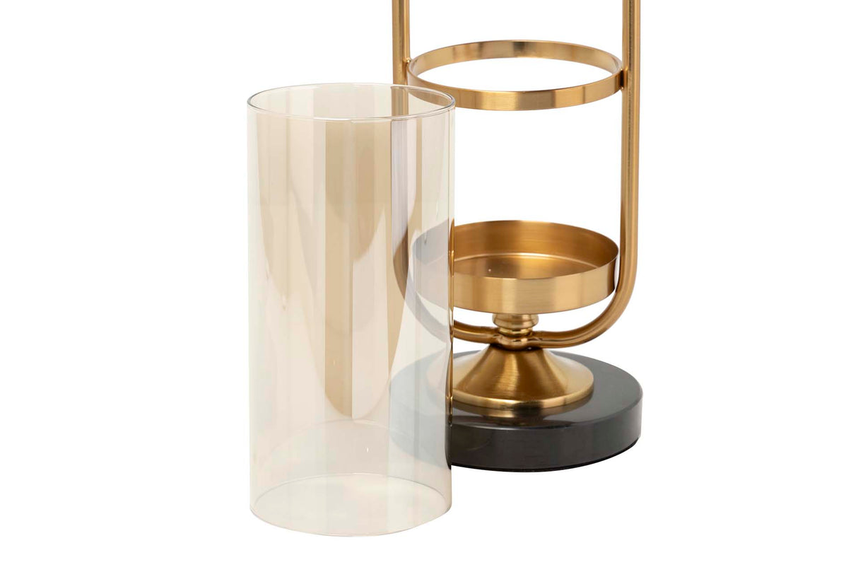 Porta de metal de cristal preto dourado 13x13x55 cm