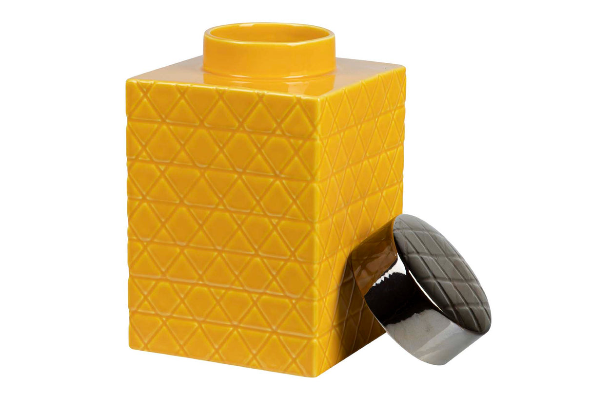 Tibor en céramique jaune 19x19x31 cm