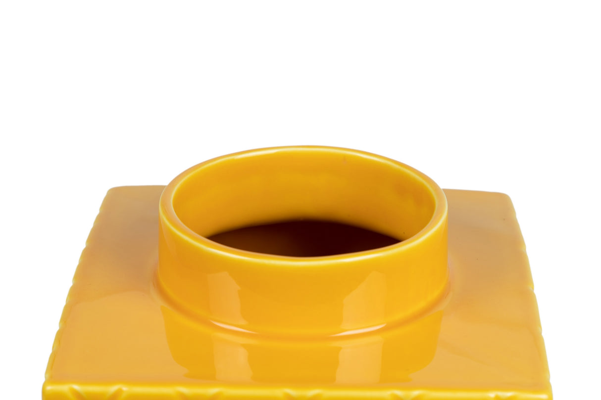 Tibor en céramique jaune 19x19x31 cm