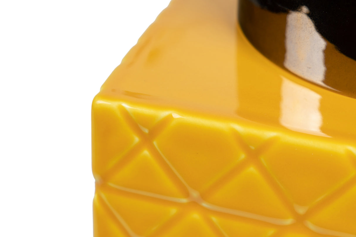 Tibor en céramique jaune 19x19x31 cm