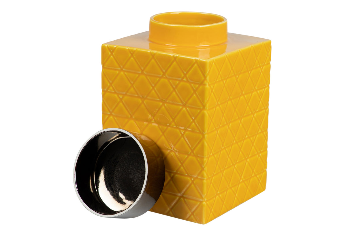 Tibor en céramique jaune 19x19x31 cm