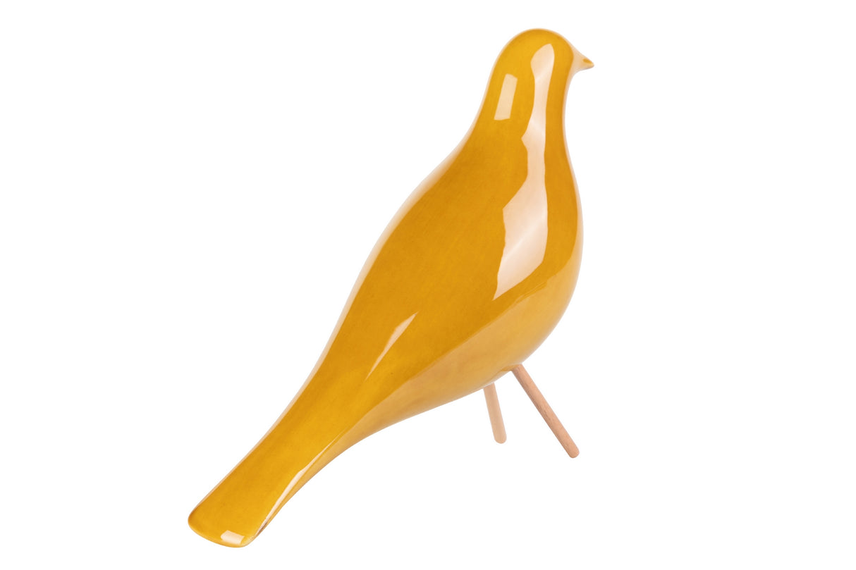 Oiseau en céramique jaune 25x10x21 cm