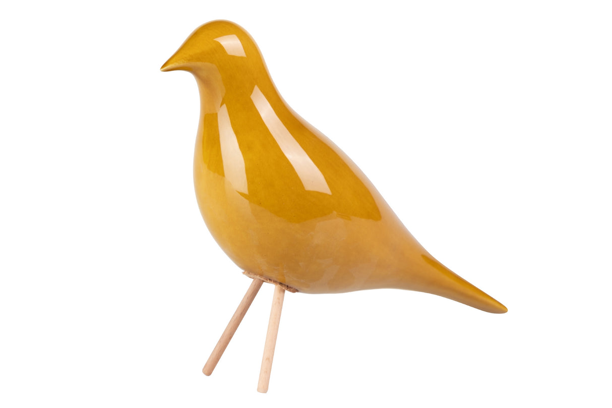 Oiseau en céramique jaune 25x10x21 cm