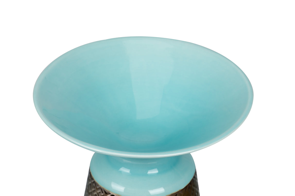 Alimentation en céramique bleu doré 30x30x24 cm