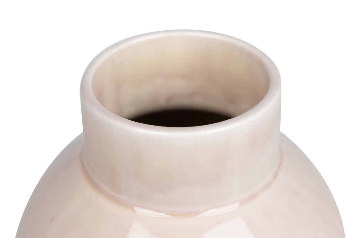 Tibor en céramique rose 17x17x30 cm