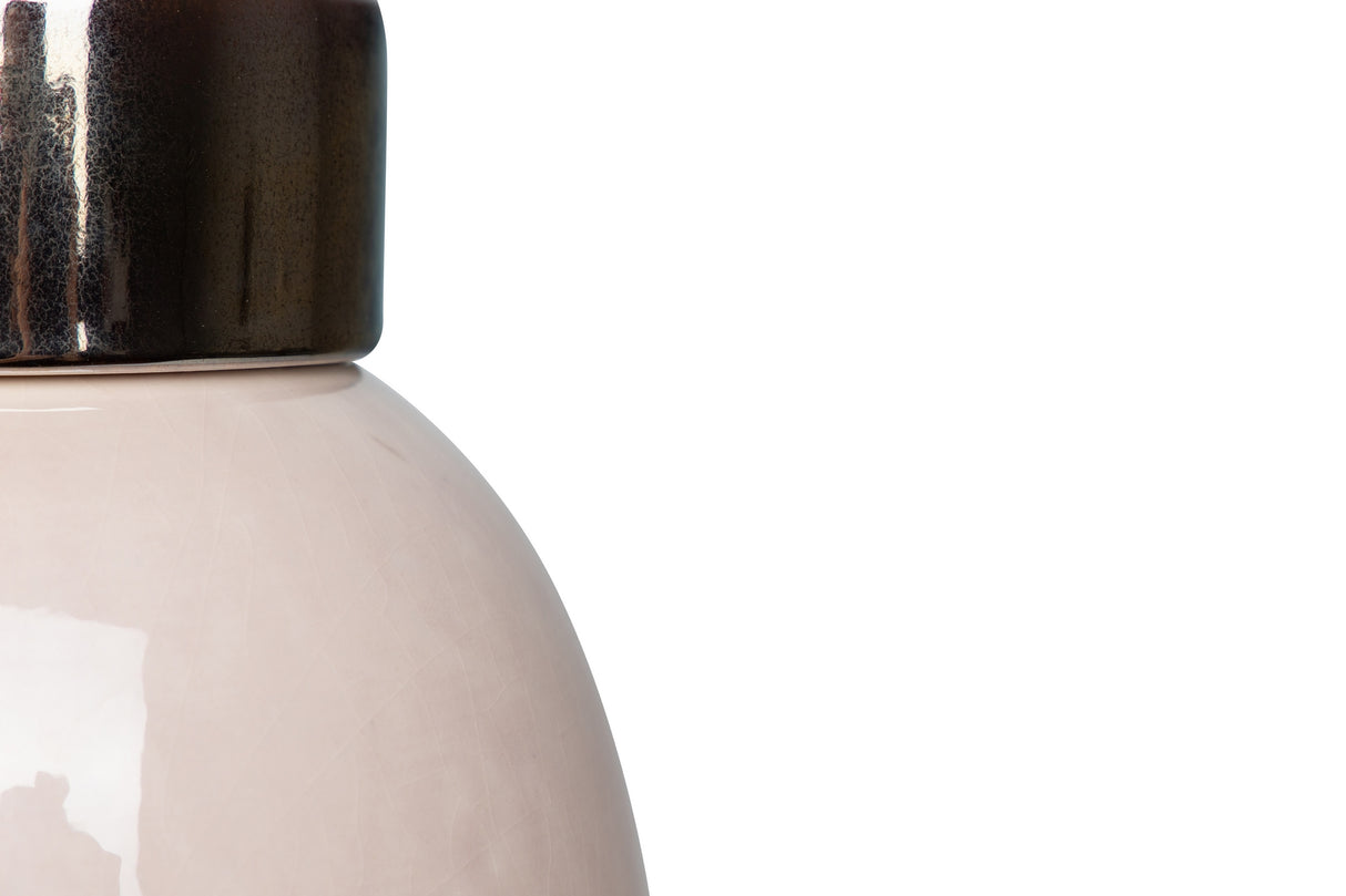 Tibor en céramique rose 17x17x30 cm