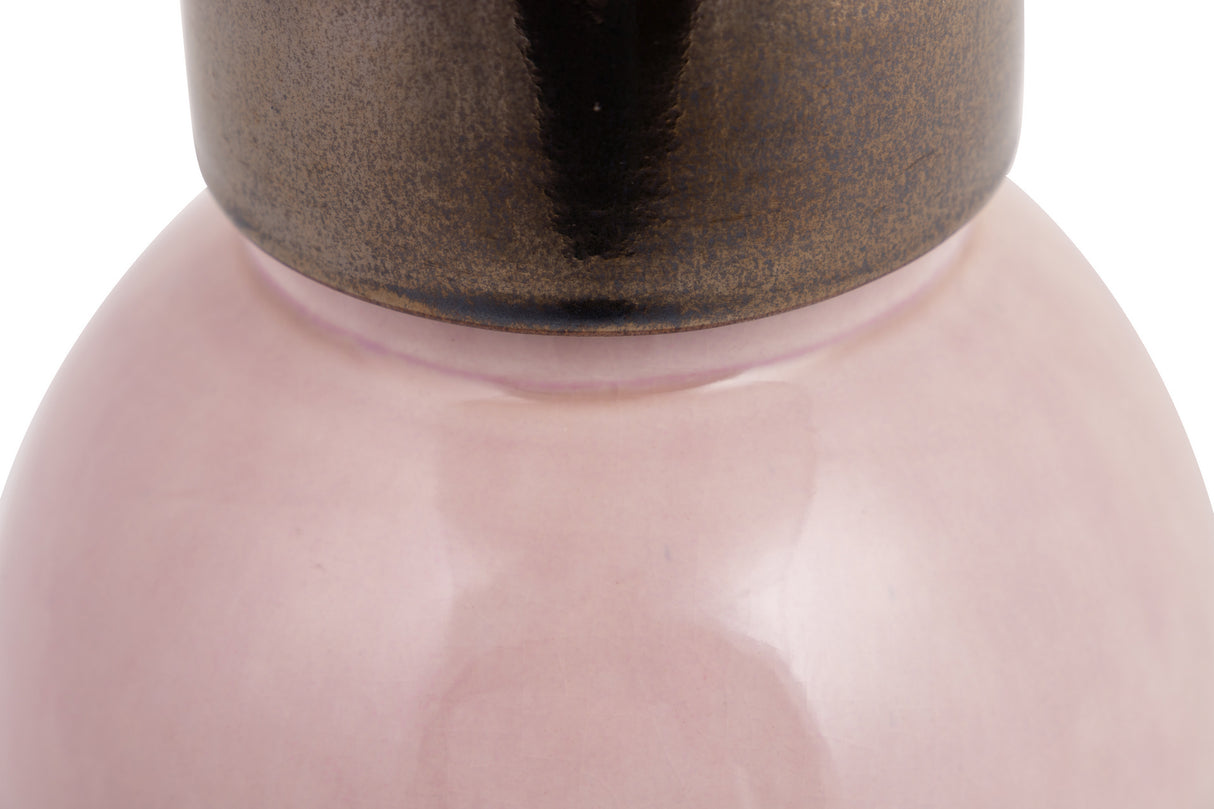 Tibor en céramique rose 17x17x30 cm