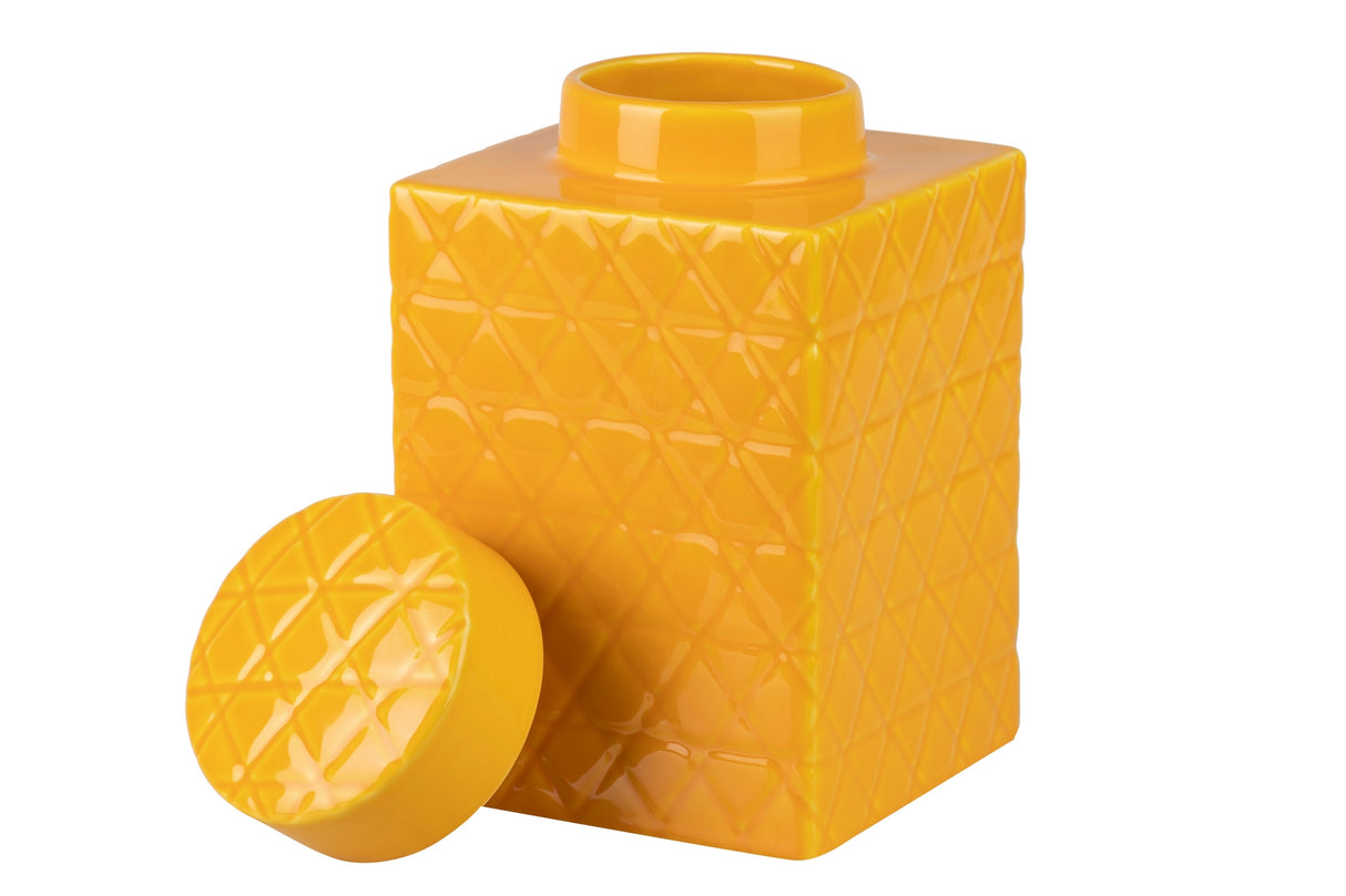 Tibor de cerâmica amarela 16x16x26 cm