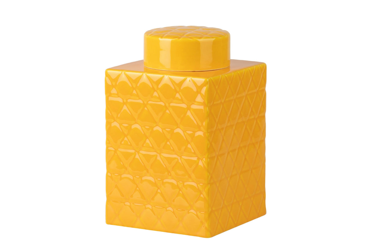 Tibor de cerâmica amarela 16x16x26 cm