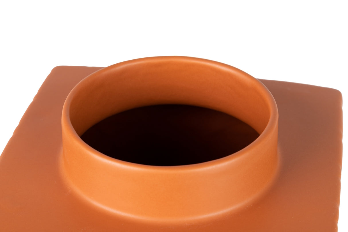Tibor en céramique mate orange 19x19x31 cm