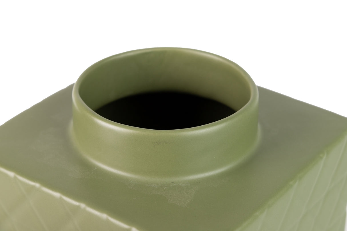 Tibor de cerâmica verde fosco 19x19x31 cm
